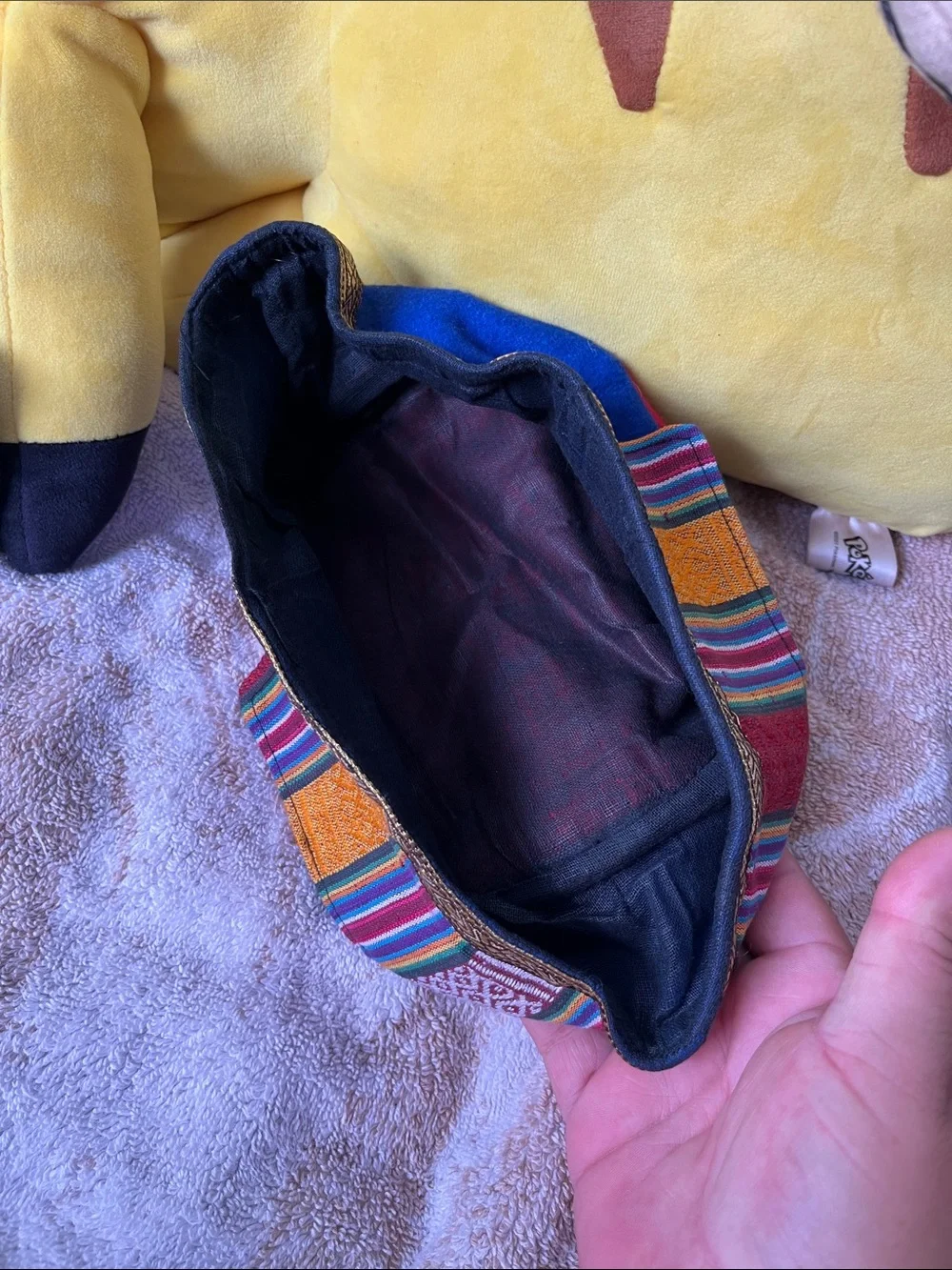 Men's Red Ethnic-Patterned Cap with Multicolor Trim